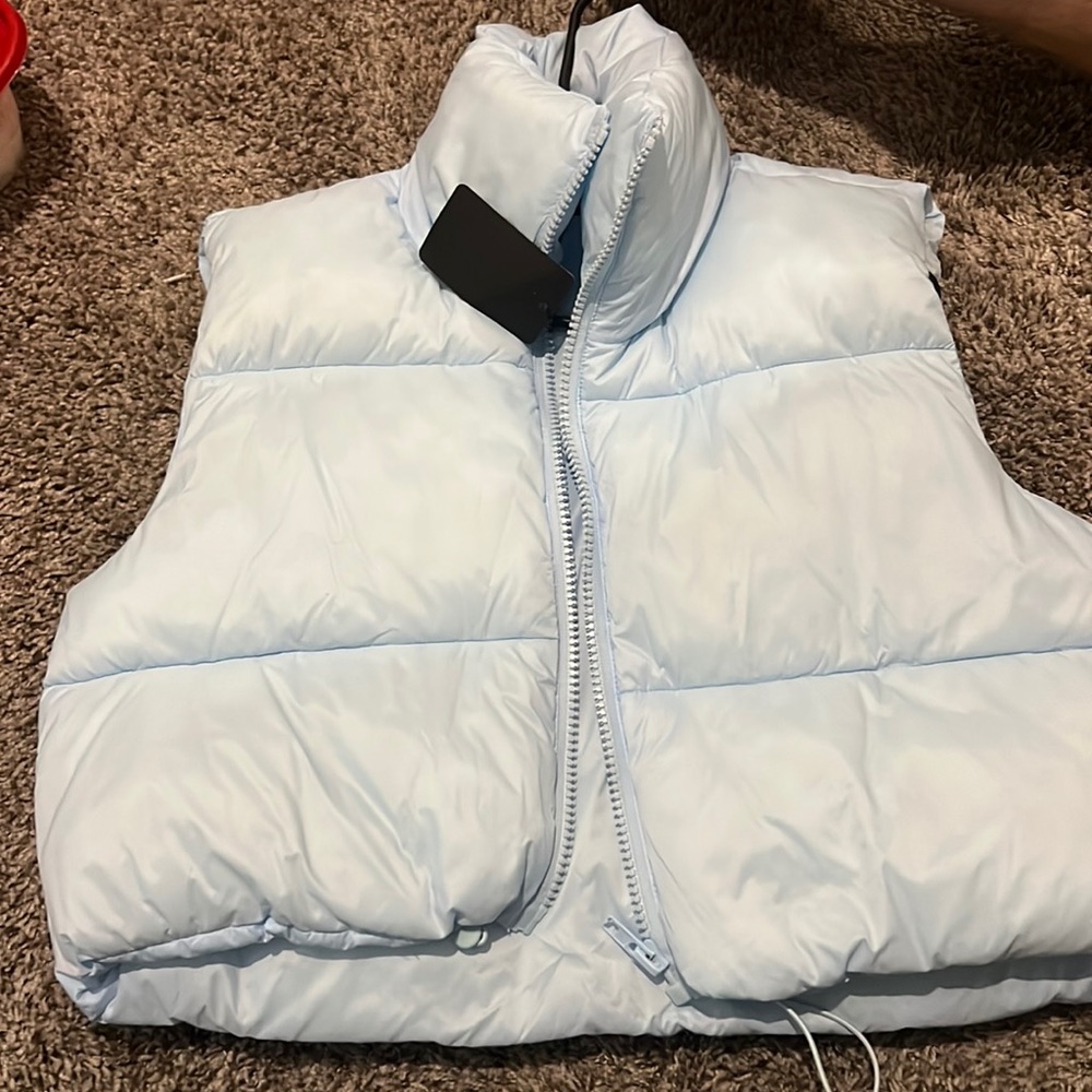 Powder Blue Cinched Puffer Vest